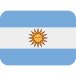 Flag of Argentina featuring blue and white stripes with a sun emblem in the center.