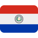Alt text: Flag of Paraguay with red, white, and blue horizontal stripes and emblem in the center.