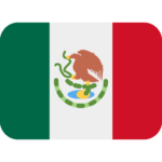 Mexican flag with eagle, snake, and cactus emblem.