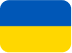 Flag of Ukraine with blue and yellow horizontal stripes.